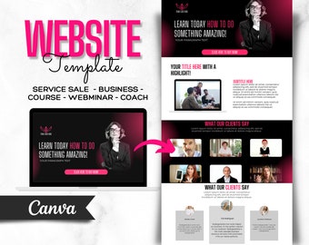 Course Launch Website Canva Template: Feminine Web Page (Digital Download)