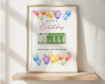 Presente engraçado para quem completa um milhão de anos • Modelo em PDF para imprimir