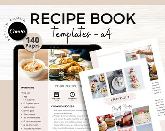 Recipe Book Canva Template : 140 pages Cookbook (Digital Download)