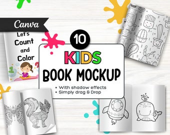 Coloring Book Canva Mockup, KDP Template, A4 Mockup (Digital Download)