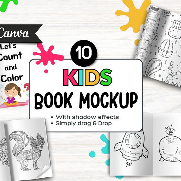 Coloring Book Mockup, KDP Mockup, CANVA BOOK mockup, Canva Magazine Mockup,Canva Template, A4 Template, Print on Demand, Kids Coloring Book