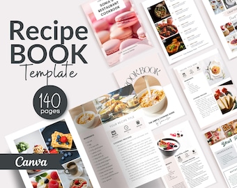 Recipe Book Template for Canva: 140 pages Keepsake Cookbook (Digital Download)