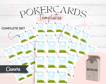 Modelo de cartas de pôquer para Canva | Design de baralho editável (download digital)