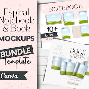 Bundle Canva Spiral Template, Canva Book Template, Book Mockup, Spiral Notebook Mockup, Canva Frames, Digital Product Seller
