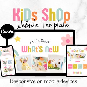 Canva Website Template, Kids online shop, Kids Website, Kids Sales Page Template, Landing Page Template, online business template