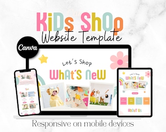 Plantilla de sitio web de Canva para tienda online infantil: Página de destino de ventas