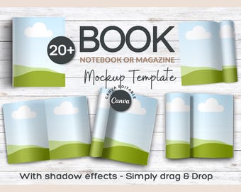 Canva Book Mockup Template: A4, US Letter, eBook (Digital Download)