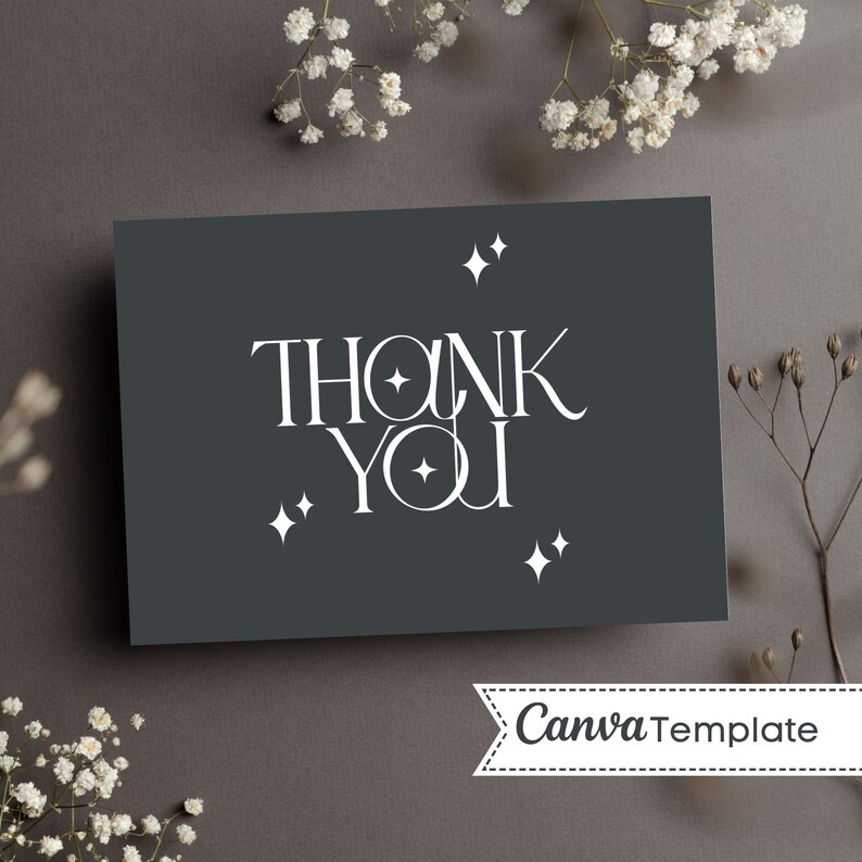 THANK YOU Card Canva Template Instant Download Editable Etsy