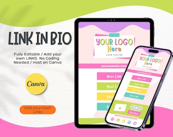 Modelo de link na bio do Canva: página de destino do Instagram (download digital)