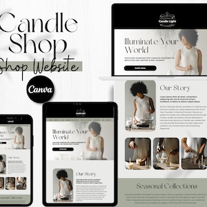 Candle Shop Website Vorlage: Bearbeitbare Canva Landing Page