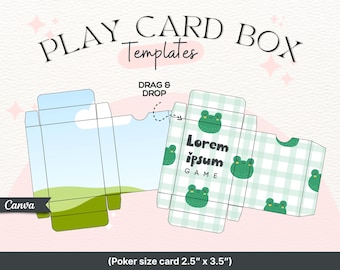Modelo de caixa para cartas tamanho pôquer no Canva | Embalagem para impressão editável (Download digital)