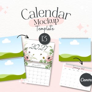 Kalender-Mockup: Bearbeitbare Spiralnotizbuchvorlage für Canva (Digitaler Download)