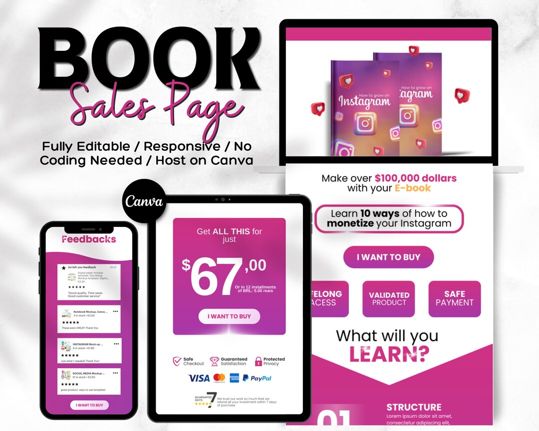 Book Sales Page Template: Canva Landing Page (digital Download) - Etsy