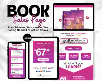 Book Sales Page Template: Canva Landing Page (Digital Download)