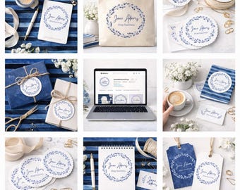 Blue Logo Template: Editable Cake Shop Branding (Canva)