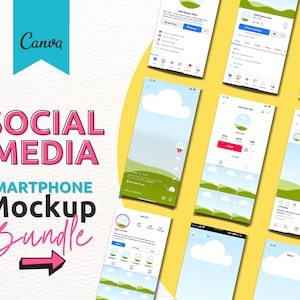 SOCIAL MEDIA Mockup Templates , Social Media Template, Social Media Bundle, Canva Template, Canva Editable ,Instant Dowload
