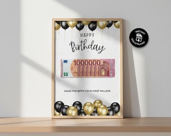 Geburtstags Geldgeschenk Imprimível • Lustiges Erste-Million Geschenk • Feliz Aniversário Geldgeschenk • PDF zum Ausdrucken • Sofort Download
