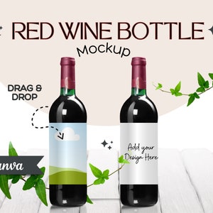 Maquette d'étiquette de bouteille de vin : modèle Canva modifiable (téléchargement numérique)