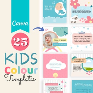 Kids Canva Templates: Pastel Social Media Posts (PDF)