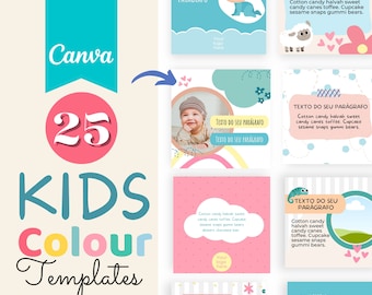 Canva Vorlagen für Kinder: Pastell Social Media Posts (PDF)
