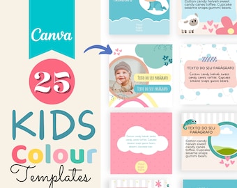 CANVA Templates for kids, Pastel Color, Business, Social Media, Instagram Post, Children Instagram Post, Content Creator, Mom Business