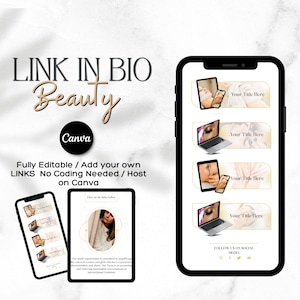 Minimalitic Link in Bio, Canva Link in Bio Template, Landing Page, Instagram Beauty Template, Canva Template, Link in Bio Template, Boho