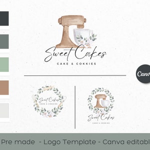 Boho Bakery Logo Vorlage: Bearbeitbares DIY Design (Instant Download)