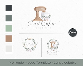 Boho Bakery Logo Template: Editable DIY Design (Instant Download)