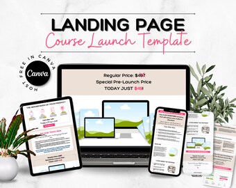 Course Launch Landing Page: Canva Website Template (Editable)