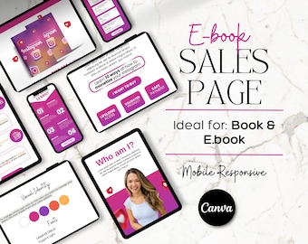 Book Sales Page, book sales page, Sales funnel Template , Landing Page Template, Canva Sales Page, Canva Website Template, Book shop