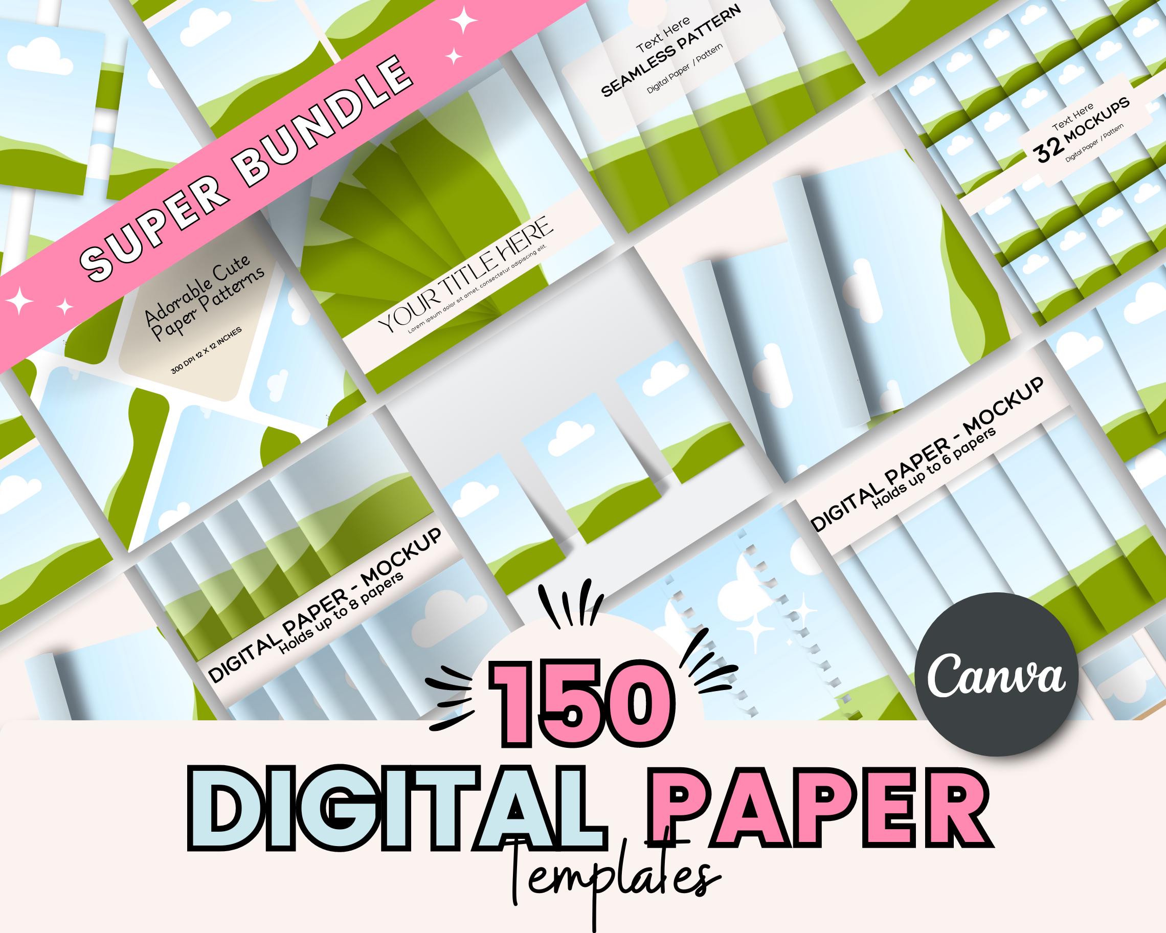 Digital Paper Mockup Template: 150+ Canva Editable Seamless Patterns