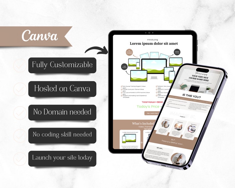 Plantilla de página de ventas de Canva: Curso, página de destino y enlace en la biografía imagen 3