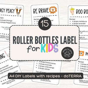 Essential Oil Roller Bottle Labels for Kids: Canva Template (Digital Download)