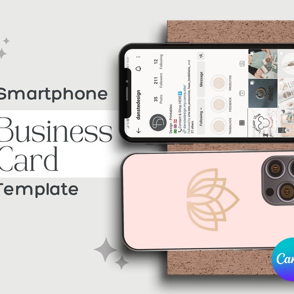 Smatphone Business Card Template, Cell Phone Business card Template, Smartphone Mockup, Canva Template, Canva editable Mockup