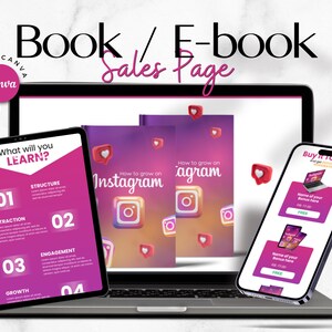 Book Sales Page Template: Canva Landing Page (Digital Download) image 1