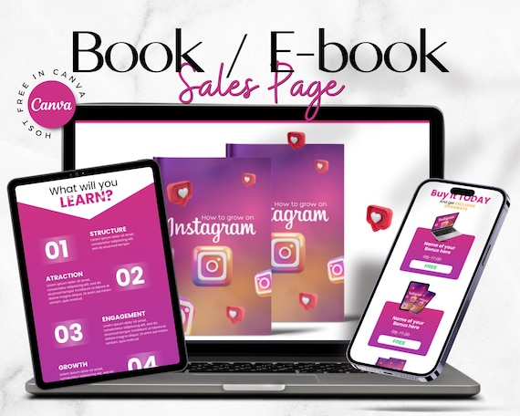 Book Sales Page Template: Canva Landing Page (Digital Download)