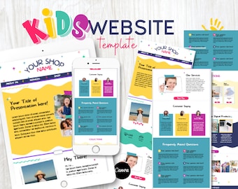 Modello per la pagina di vendita di un negozio per bambini: design di siti web con Canva (download digitale)