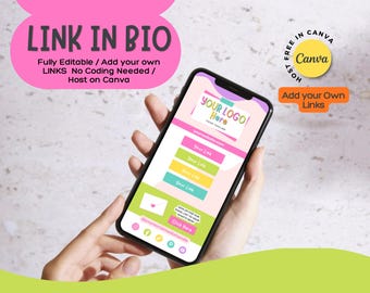 Modelo de link na bio do Canva: página de destino do Instagram (download digital)