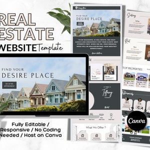 Canva Website für Grundbesitz, Makler, Maklerwebsite, Vorlagen für Makler, Maklerwebsite