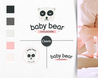 Plantilla de logotipo de osito: Diseño de logotipo DIY en Canva (Descarga instantánea)