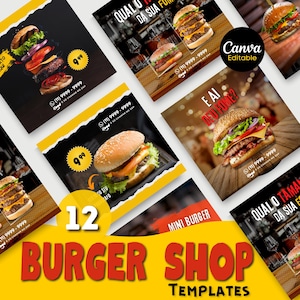 BURGER SHOP CANVA Templates | Business | Social Media | Instagram Post | Instagram Post | Content Creator
