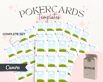 Modelo de cartas de pôquer para Canva | Design de baralho editável (download digital)