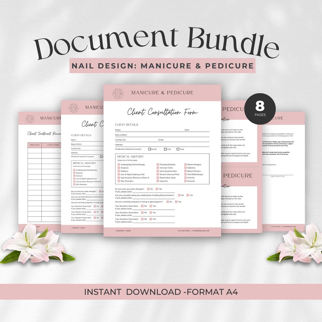 Nail Tech Document Templates: Manicure & Pedicure Forms (canva) - Etsy