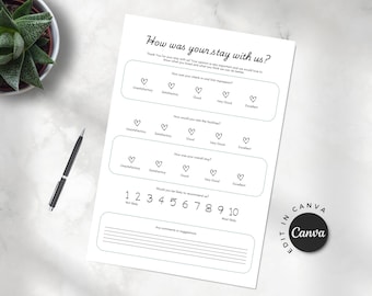 Modelo de formulário de feedback de hóspedes do Airbnb (editável no Canva)