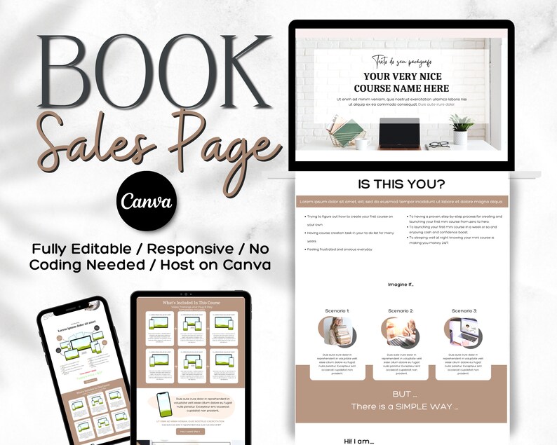 Plantilla de página de ventas de Canva: Curso, página de destino y enlace en la biografía imagen 7
