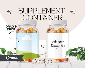 Capsules Bottle Mockup: Canva Template (Canva Editable)