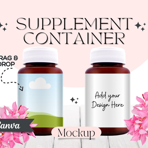 Capsules Mockup, Bottle Canva Mockup, Canva Template, Product Container mockup, Pills Bottle Mockup, Canva Editable,, Supplement Vitamine