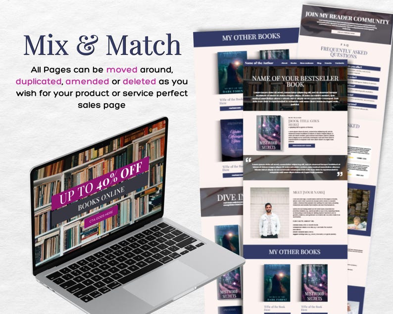 Canva Website Template, Book Sales Page, Online Course Landing Page image 2