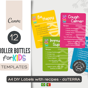 DOTERRA Afdrukbare mengsels voor kinderen: rolflesetiketten, Doterra-label, label etherische olie, doe-het-zelf cadeau etherische olie, labels etherische olie 10 ml