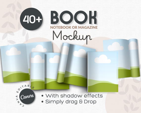 Canva Book Mockup Template: A4, US Letter, eBook (Digital Download)